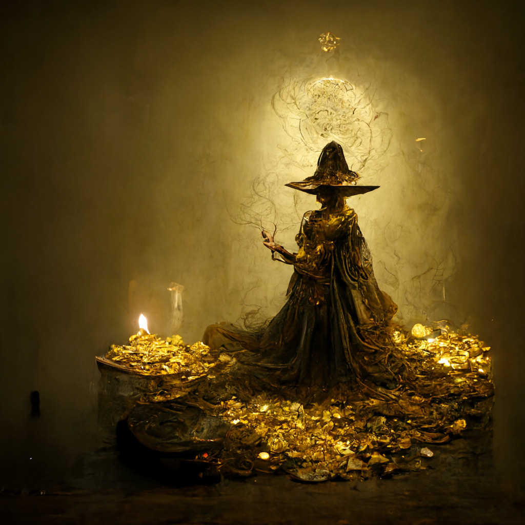 A witch, castting best Money Spells